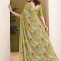 Graceful Olive Green Georgette Designer Printed Saree