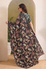 Stylish Black Georgette Designer Printed Saree