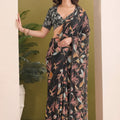 Stylish Black Georgette Designer Printed Saree