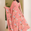Charming Peach Pink Georgette Designer Printed Saree
