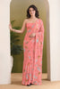 Charming Peach Pink Georgette Designer Printed Saree