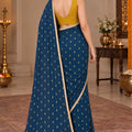 Royal Navy Blue Georgette Designer Printed Saree