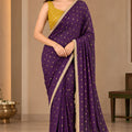 Regal Purple Georgette Designer Printed Saree