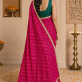 Vibrant Rani Pink Georgette Designer Printed Saree