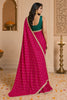 Vibrant Rani Pink Georgette Designer Printed Saree