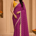 Exquisite Magenta Georgette Designer Printed Saree