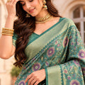 Elegant Teal Green Banarasi Silk Woven Designer Saree for Women