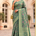 Elegant Teal Green Banarasi Silk Woven Designer Saree for Women