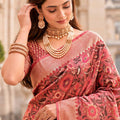 Gorgeous Coral Pink Banarasi Silk Woven Saree for Women
