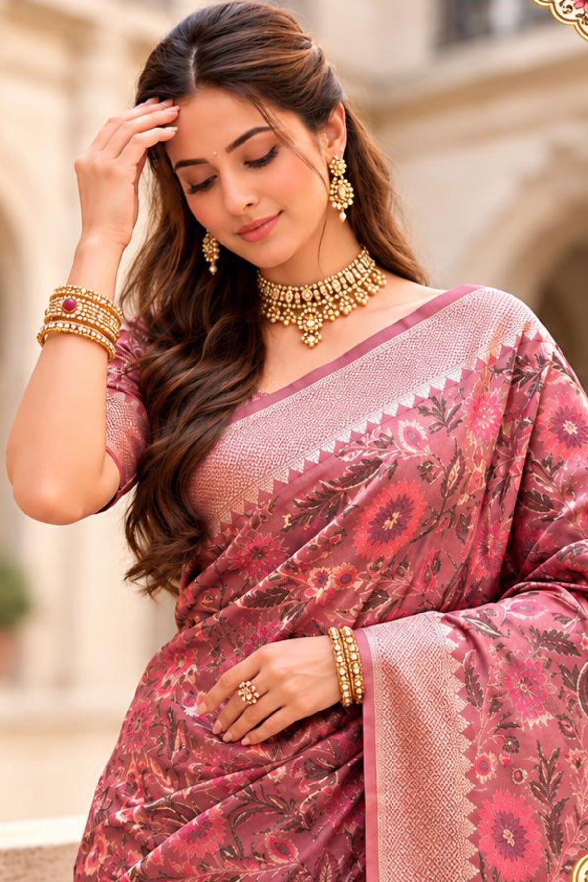 Beautiful Hot Pink Banarasi Silk Woven Saree for Women