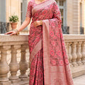 Beautiful Hot Pink Banarasi Silk Woven Saree for Women