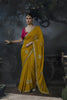 Elegant Mustard Yellow Soft Tissue Silk Embroidery Sequin Thread Work Saree