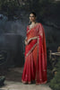 Lovely Coral Red Soft Tissue Silk Embroidery Sequin Thread Work Saree
