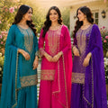 Stunning Rani Pink Viscose Jacquard Silk Palazzo Suit with Embroidery Work and Matching Dupatta