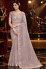 Exquisite Mauve Fancy Tissue Organza Net Sequin Embroidery Work Saree for Women