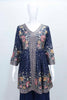 Navy Blue Sharara Suit with Mirror Work, Floral Embroidery, and Matching Dupatta