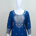 Royal Blue Georgette Sharara Suit with Silver Embroidery and Net Dupatta