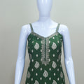 Bottle Green Georgette Sharara Suit with Silver Zari Embroidery and Dupatta