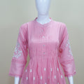 Blush Pink Chikankari Kurta Set with Embroidered Pants and Dupatta