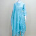 Sky Blue Chikankari Kurta Set with Embroidered Pants and Solid Dupatta