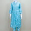 Sky Blue Chikankari Kurta Set with Embroidered Pants and Solid Dupatta