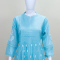 Sky Blue Chikankari Kurta Set with Embroidered Pants and Solid Dupatta