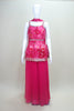 Pink Floral Organza Peplum Kurta with Sharara Pants and Dupatta