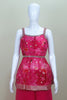 Pink Floral Organza Peplum Kurta with Sharara Pants and Dupatta