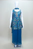 Designer Blue Printed Organza Peplum Kurta with Sharara Pants and Dupatta