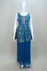 Designer Blue Printed Organza Peplum Kurta with Sharara Pants and Dupatta
