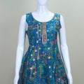 Designer Blue Printed Organza Peplum Kurta with Sharara Pants and Dupatta