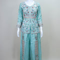 Sea Green Embroidered Silk Anarkali Suit with Dupatta