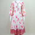 White and Pink Floral Silk Anarkali Suit with Banarasi Dupatta
