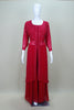 Red Georgette Embroidered Long Kurti with Palazzo and Dupatta