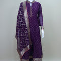 Purple Georgette Anarkali Suit with Gota Patti Work and Banarasi Dupatta 