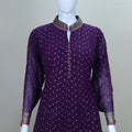 Purple Georgette Anarkali Suit with Gota Patti Work and Banarasi Dupatta