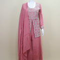Dusty Pink Silk Embroidered Palazzo Suit with Dupatta