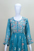 Teal Blue Floral Embroidered Anarkali Suit with Matching Dupatta