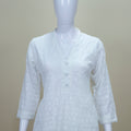 White Cotton Chikankari Kurta Set with Matching Dupatta