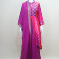 Magenta and Pink Bandhani Print Anarkali Suit with Embroidery and Dupatta 