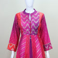 Magenta and Pink Bandhani Print Anarkali Suit with Embroidery and Dupatta