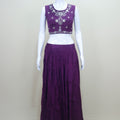 Purple Embroidered Jacket Style Lehenga Set with Belt