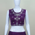 Purple Embroidered Jacket Style Lehenga Set with Belt