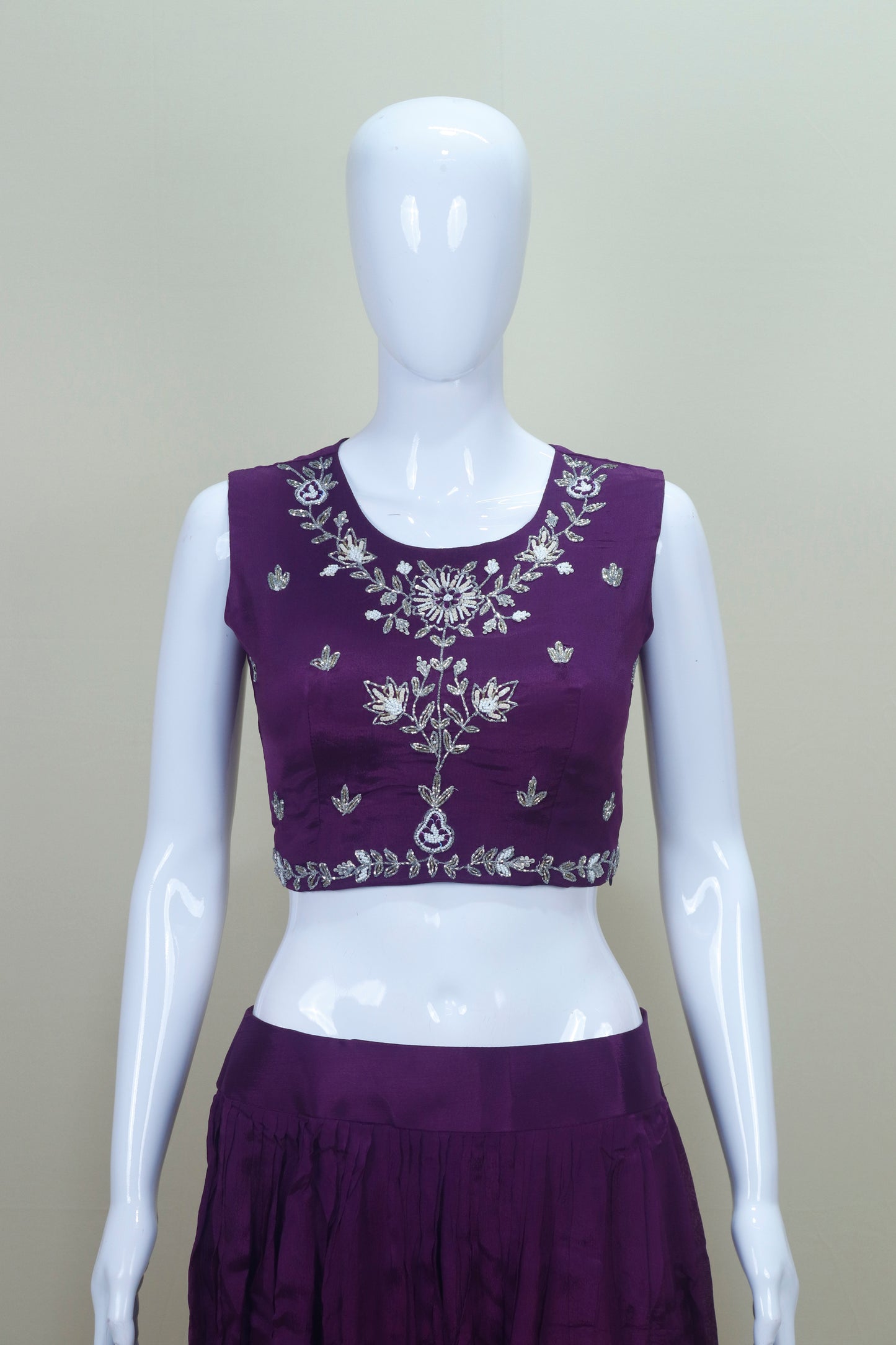 Purple Embroidered Jacket Style Lehenga Set with Belt