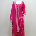 Women's Pink Embroidered Kurta Sharara Set with Dupatta