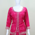 Women's Pink Embroidered Kurta Sharara Set with Dupatta