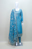 Women's Blue Embroidered Straight Cut Suit with Dupatta