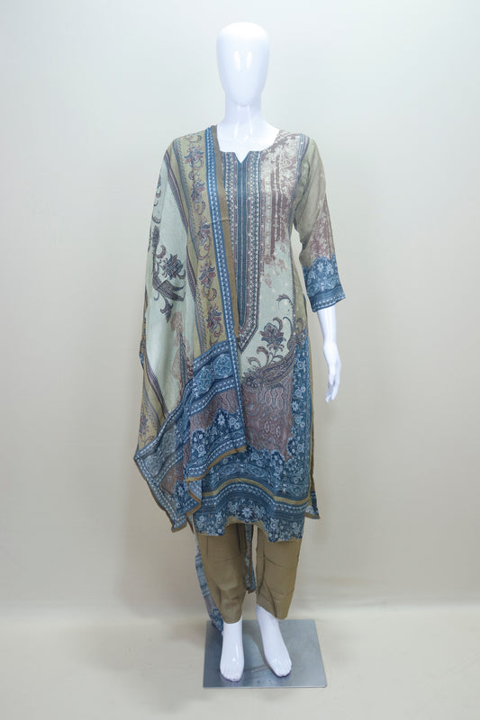 Women's Multi-Color Printed Cotton Salwar Suit with Dupatta