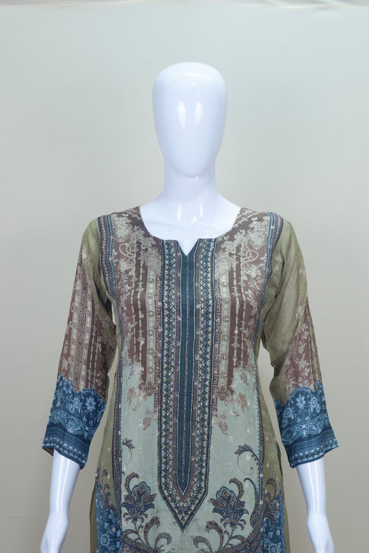 Women's Multi-Color Printed Cotton Salwar Suit with Dupatta