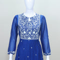 Elegant Royal Blue Chikankari Embroidered Cotton Kurta Set with Dupatta